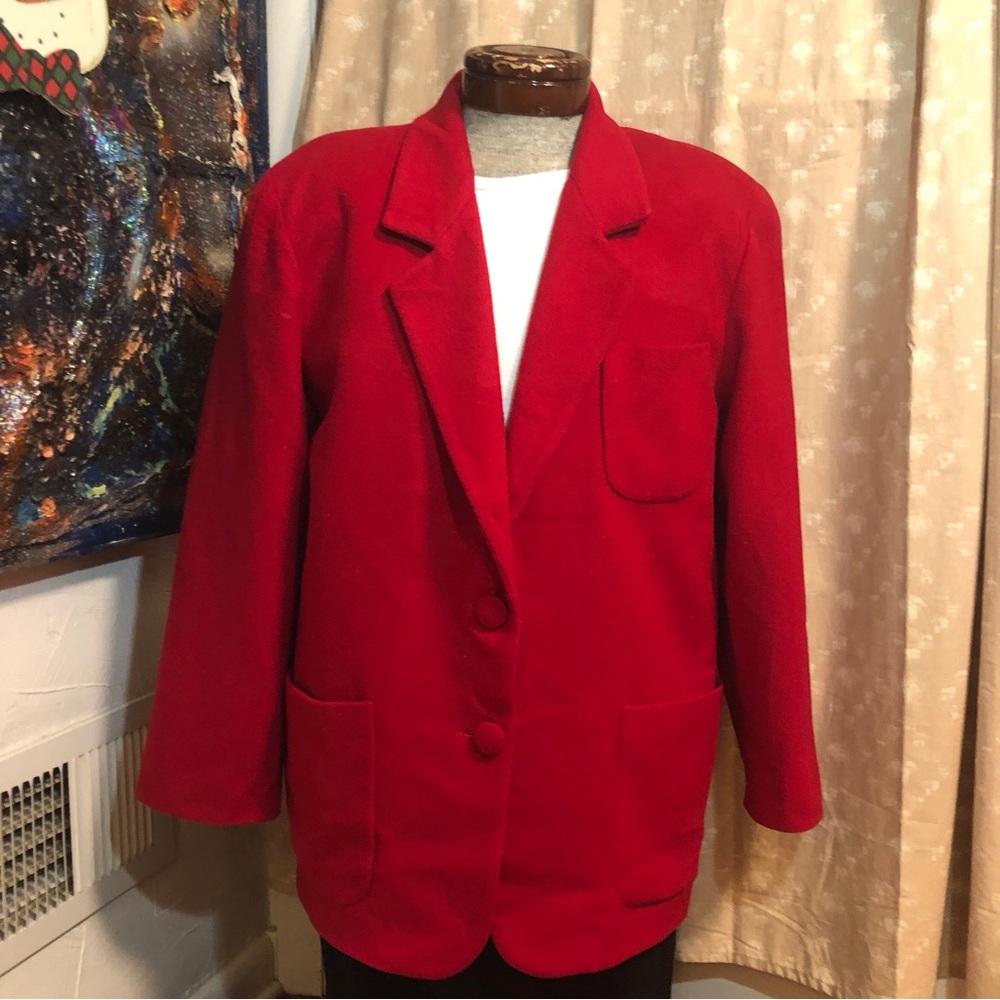Red Wool Blend Blazer Size L